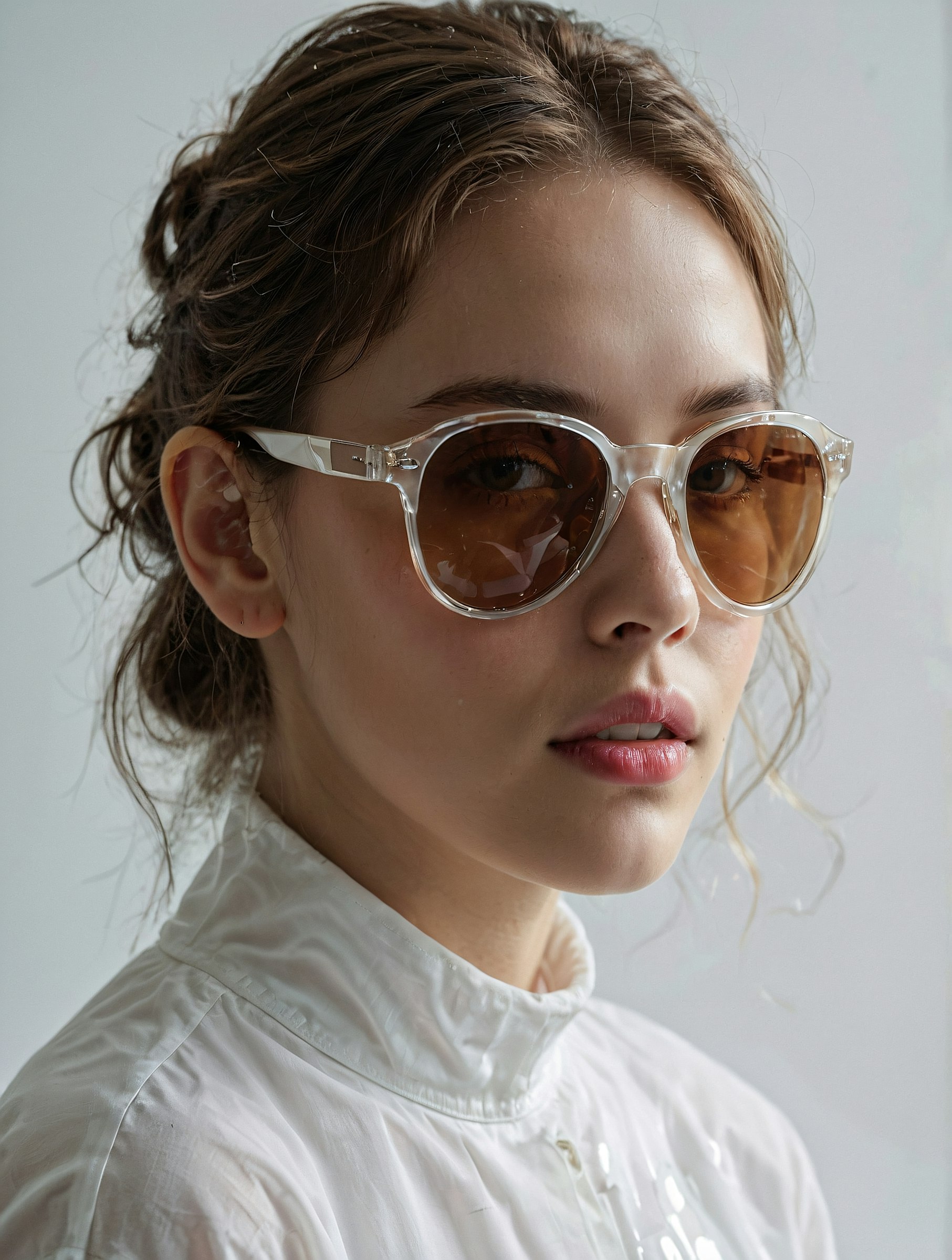 Model wearing tortoiseshell cat-eye sunglasses