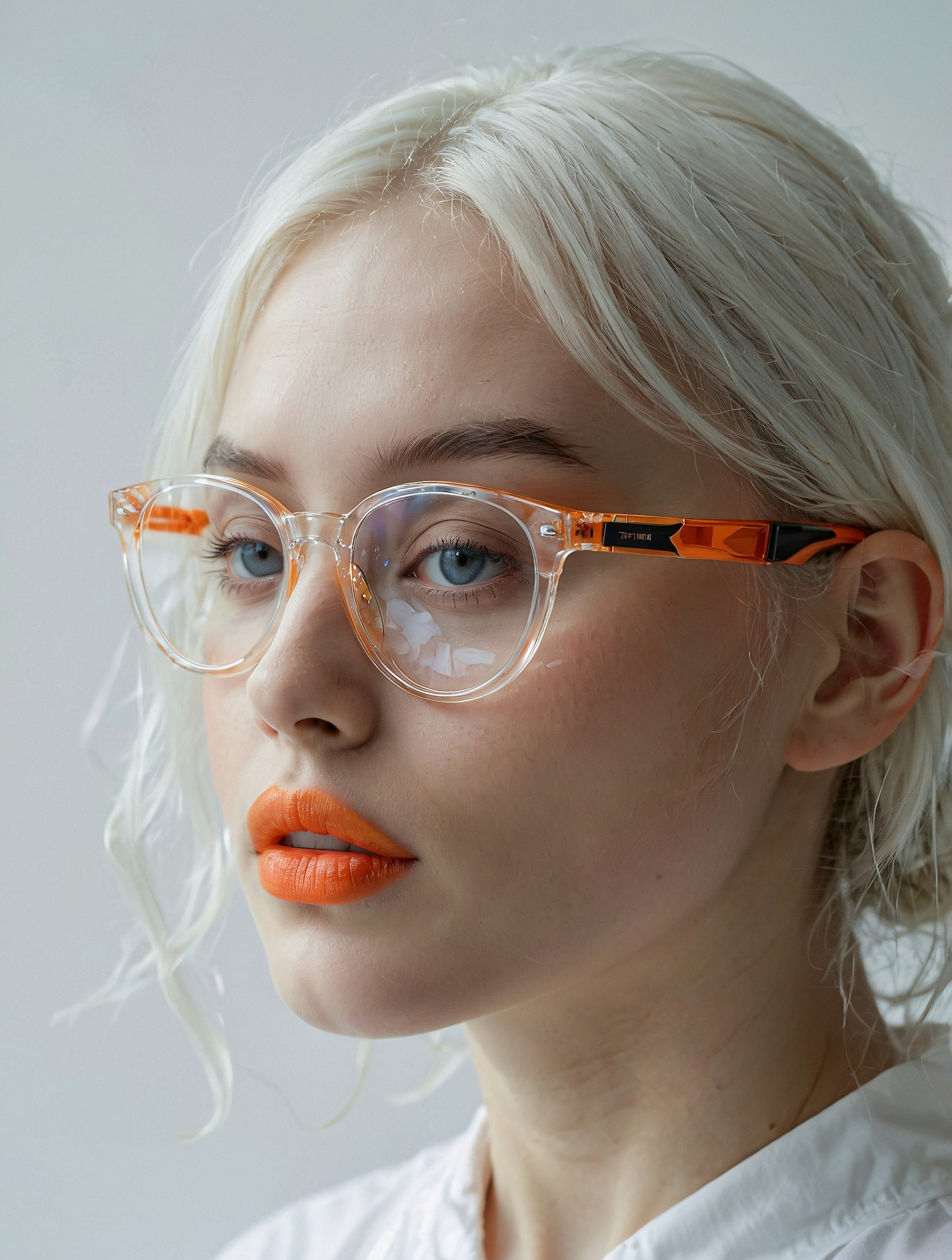 Model wearing amber round sunglasses