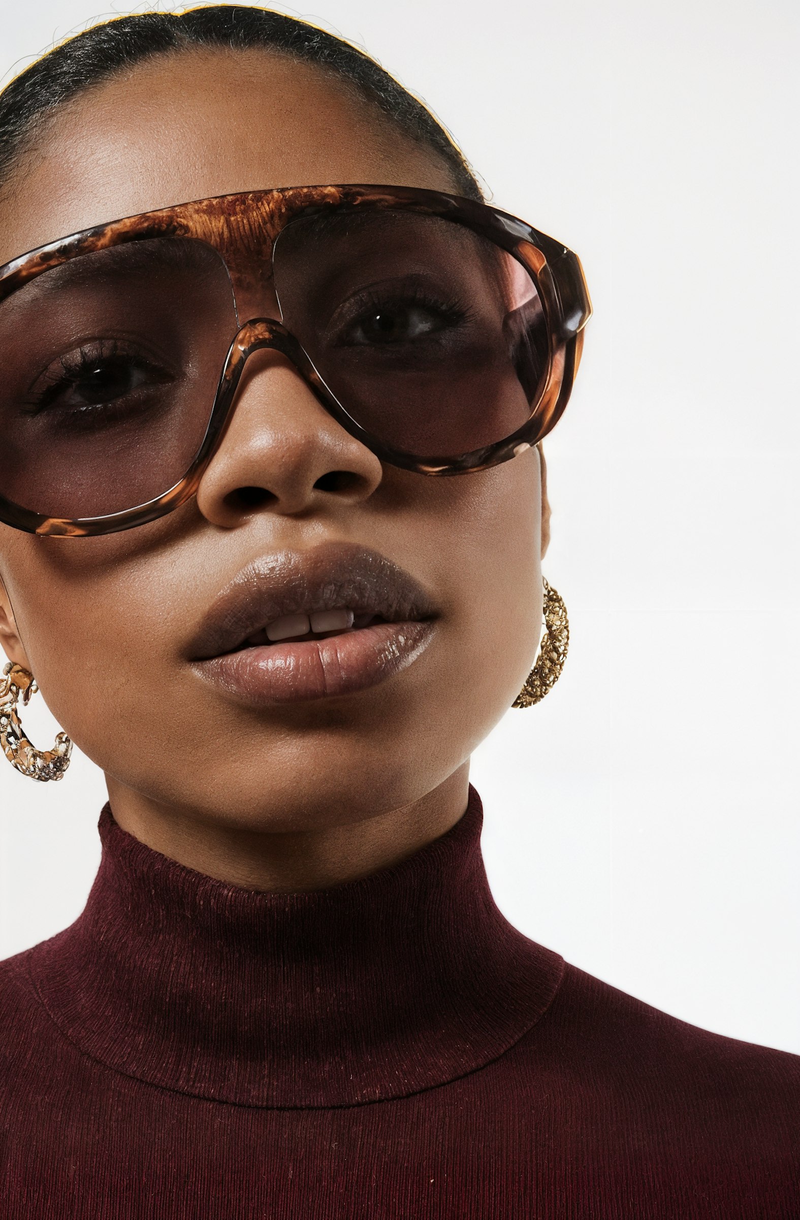 Studio portrait wearing sunglasses