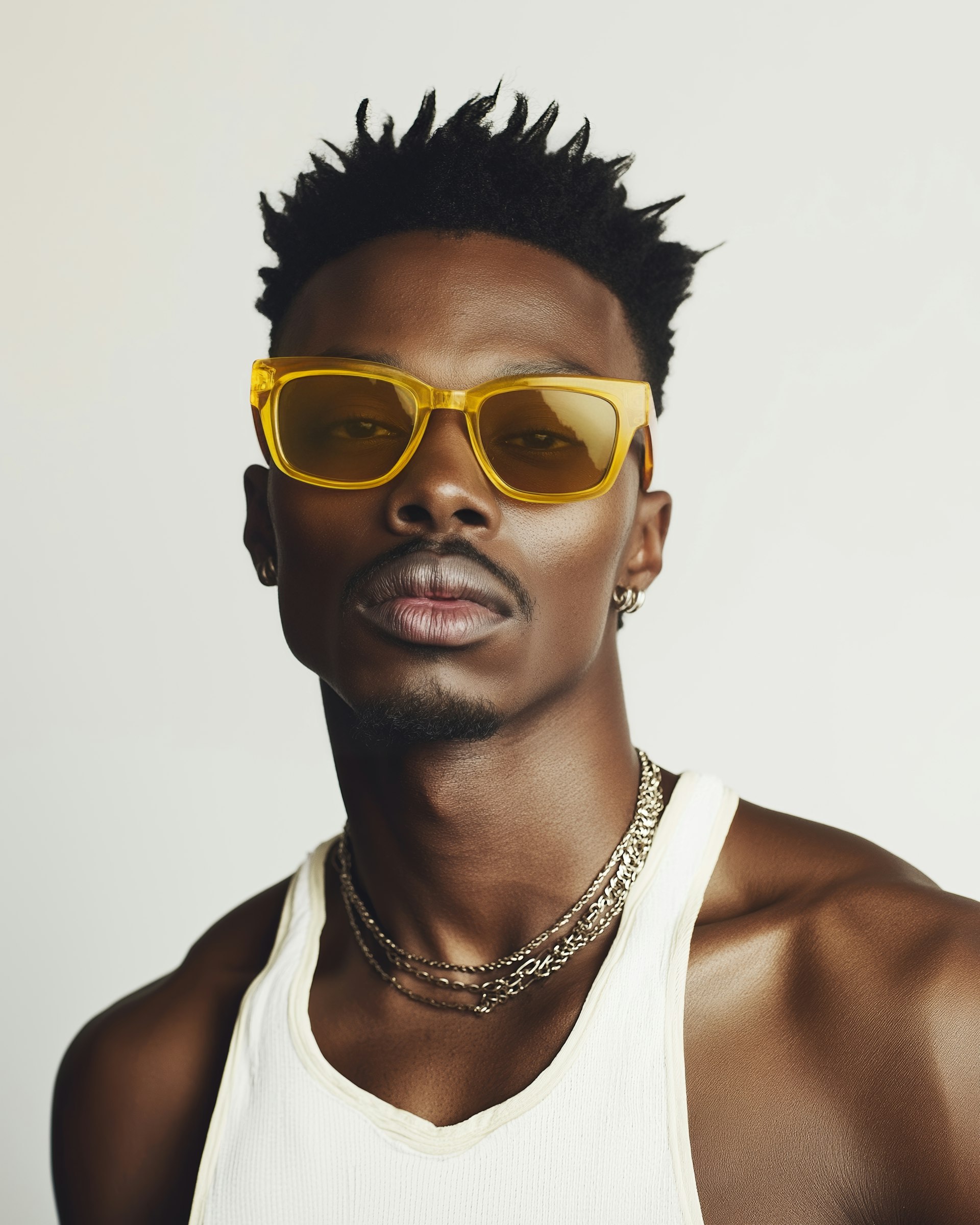 Editorial portrait wearing sunglasses in natural daylight