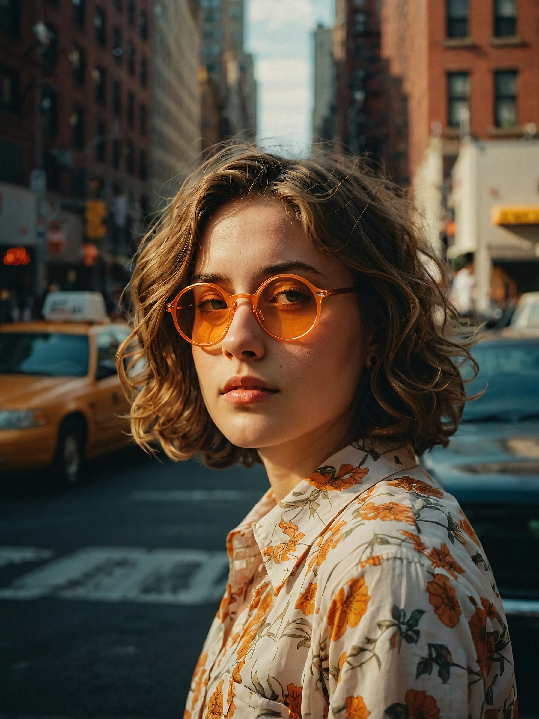 Portrait in profile wearing mirrored sunglasses